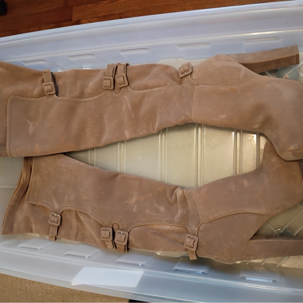 Stylish Over the Knee Tan Boots